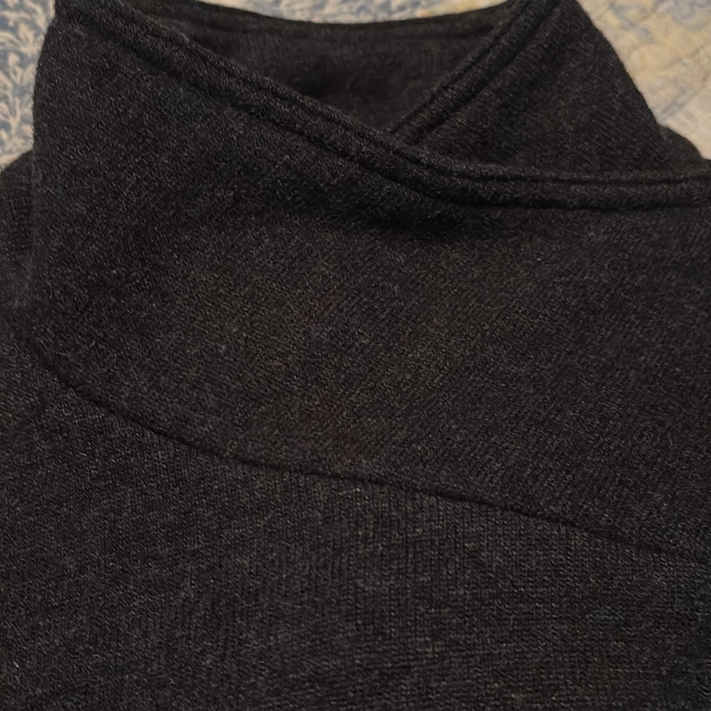 Eileen Fisher Moto Asymmetrical Zip Up Wool Blend Sweater Jacket Dark Gray XS - Picture 9 of 10